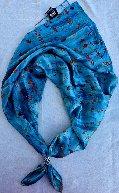 Anda Abstract Silk Scarf - "Poppies"