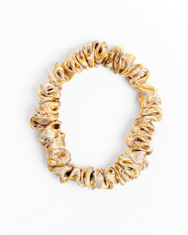 Anda Abstract Silk Hair Scrunchie - "Golden Sand" Micro